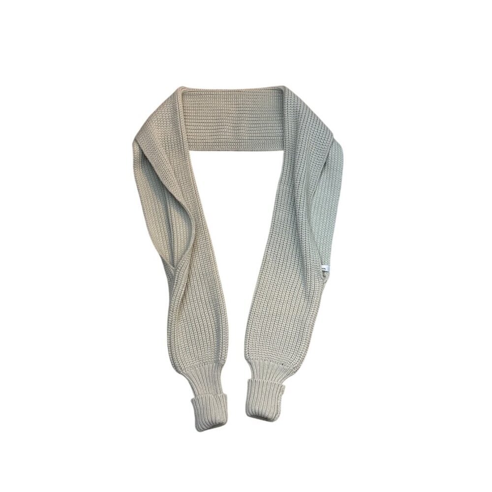 Knitted Beige Scarf With Ribbed Design By Mak B. Stylish & Versatile Accessory F - Picture 2 of 6